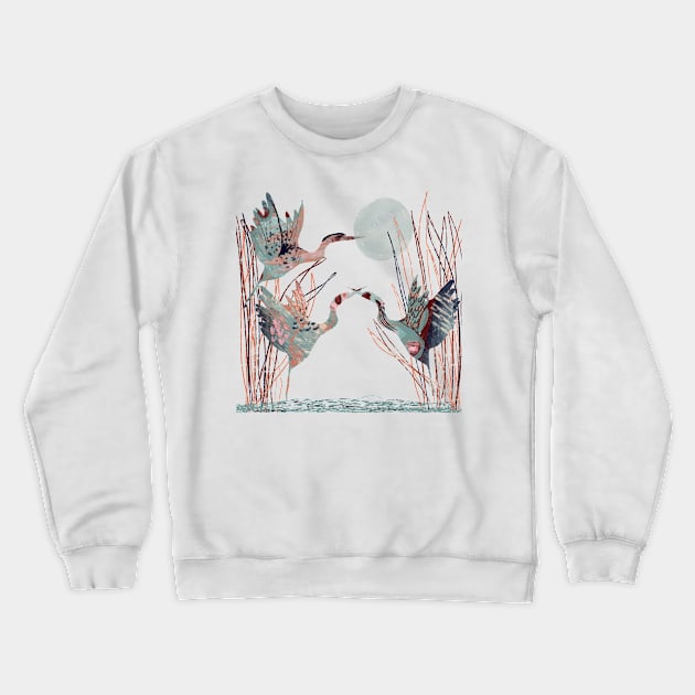 Abstract Herons lifting off Crewneck Sweatshirt by Peleegirl